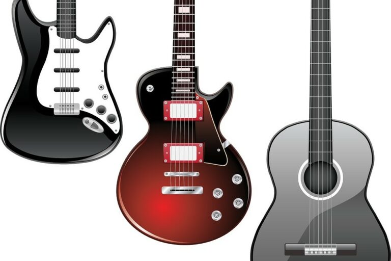 Various Types of Guitars - Electric Guitar, Semi-Acoustic Guitar and Acoustic Guitar