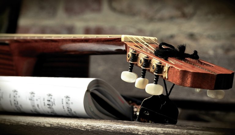 Acoustic Guitar with Sheet Music