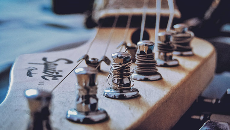 Guitar Headstock with Strings